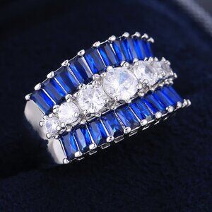 💎Fashion Eternity Trendy Full Around Sapphire Beautiful Ring for Women,456